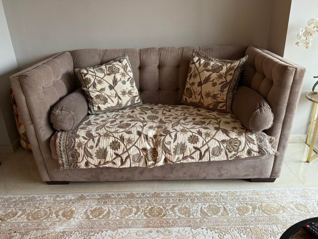 DOME DECO zitbank/bed beige/taupe, Huis en Inrichting, Zetels | Zetels en Chaises Longues, Gebruikt, Tweepersoons, 150 tot 200 cm