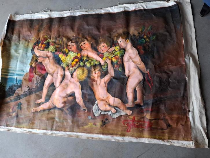 Handgeschilderd Putti with fruit peter paul ruben, Antiek en Kunst, Kunst | Schilderijen | Klassiek, Ophalen