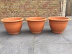 3 Grote bloempotten in kunststof - terracotta kleur, Ophalen, Kunststof, Gebruikt, 40 cm of meer