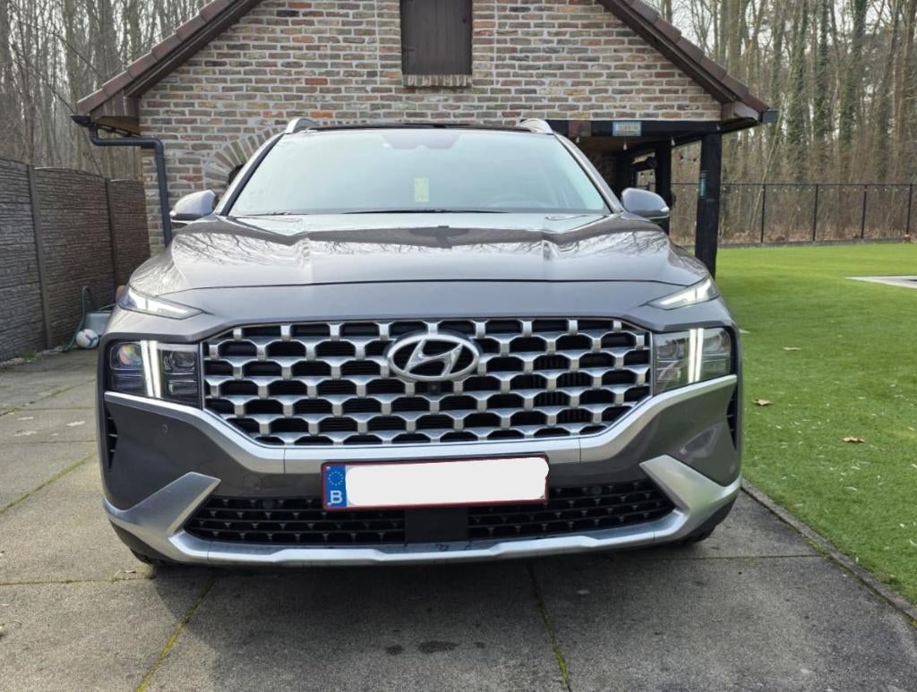 Hyundai Santa Fe Hybrid - 4x4 - Full option - Topstaat -, Autos, Cuir, Argent ou Gris, Euro 6, Alarme