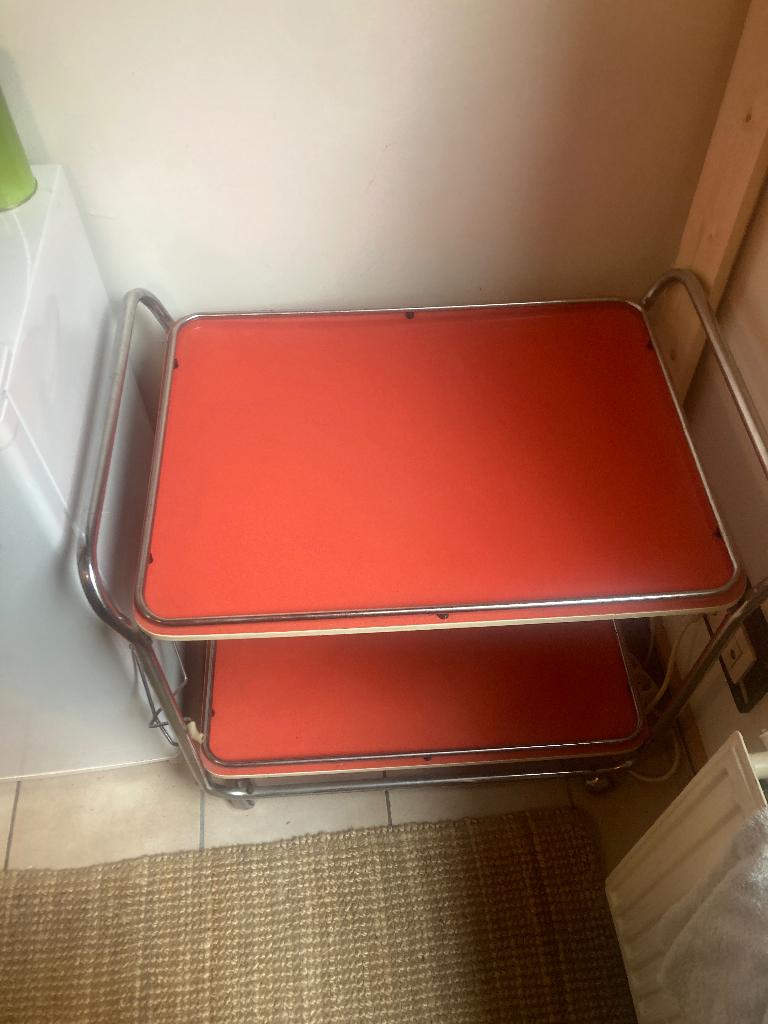 Vintage serveerwagen/trolley, Ophalen, Gebruikt, Rechthoekig, Overige materialen