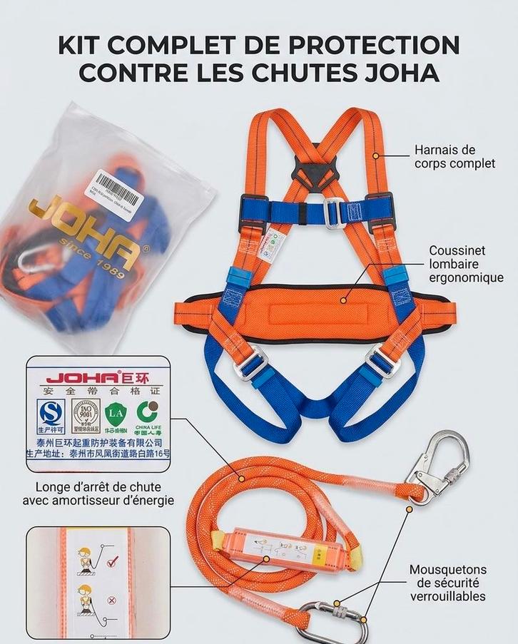 Kit de Protection Anti-Chute JOHA - Harnais Complet  - Neuf, Articles professionnels, Machines & Construction | Abris de chantier & Conteneurs