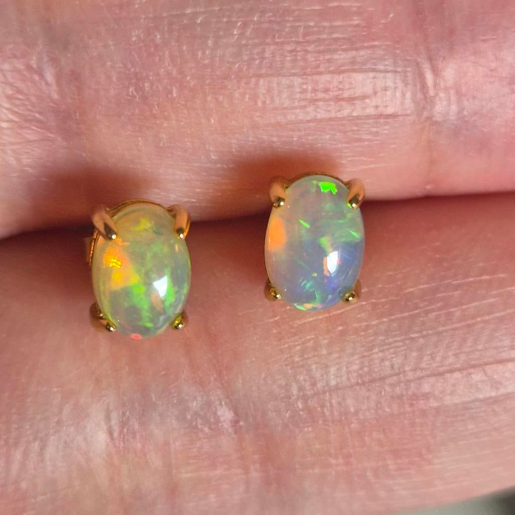 Boucles d'oreilles en opale naturelle en argent S925, Bijoux, Sacs & Beauté, Boucles d'oreilles, Puces ou Clous, Autres couleurs