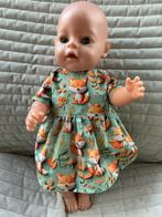 77. Babyborn: Nieuw groen jurkje met vosjes, Ophalen of Verzenden, Nieuw, Babypop