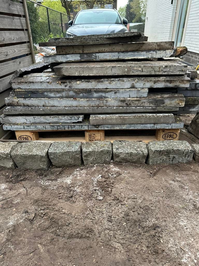 Pallet blauwe steen / arduin reststukken – €75 alles samen, Tuin en Terras, Palen, Balken en Planken, Gebruikt, Ophalen