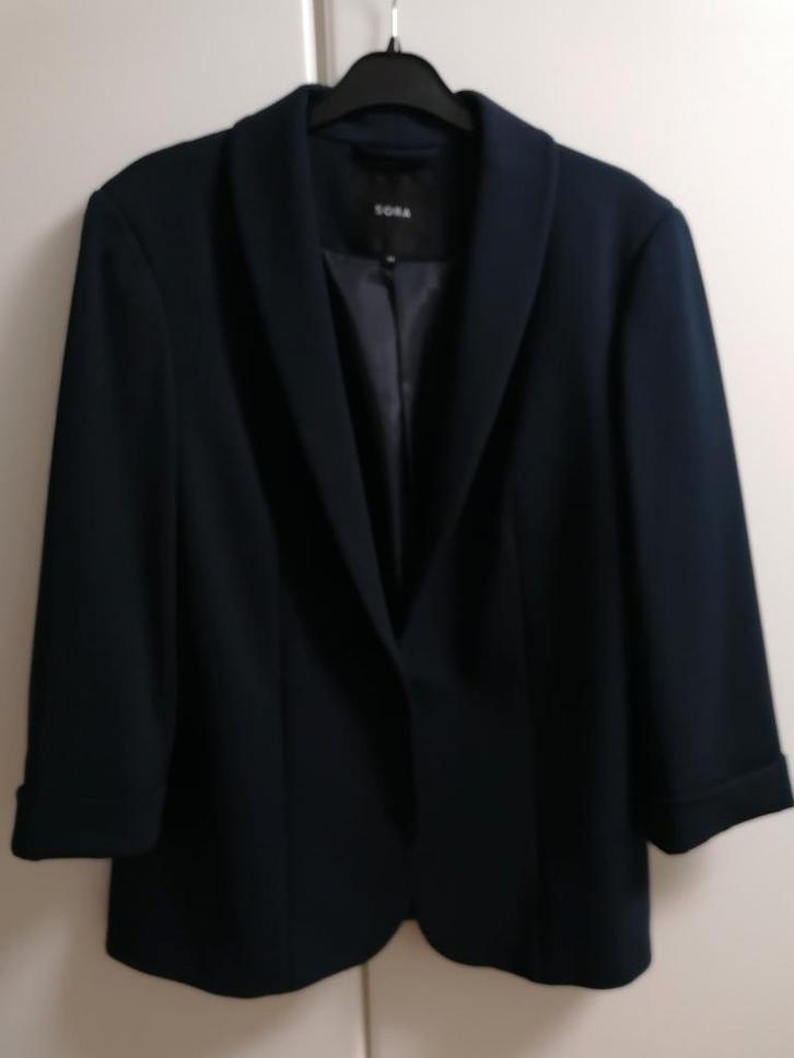 Donkerblauwe getailleerde blazer met 3/4 mouw, maat 44, Kleding | Dames, Jasjes, Kostuums en Pakken, Zo goed als nieuw, Maat 42/44 (L)