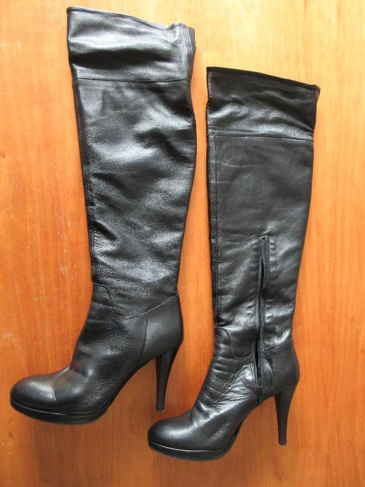 Lederen Overknee laarzen, Vêtements | Femmes, Chaussures, Comme neuf, Bottes hautes, Noir, Enlèvement ou Envoi