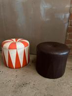 2 vintage poefs, Huis en Inrichting, Zetels | Voetbanken en poefs, Ophalen, Zo goed als nieuw
