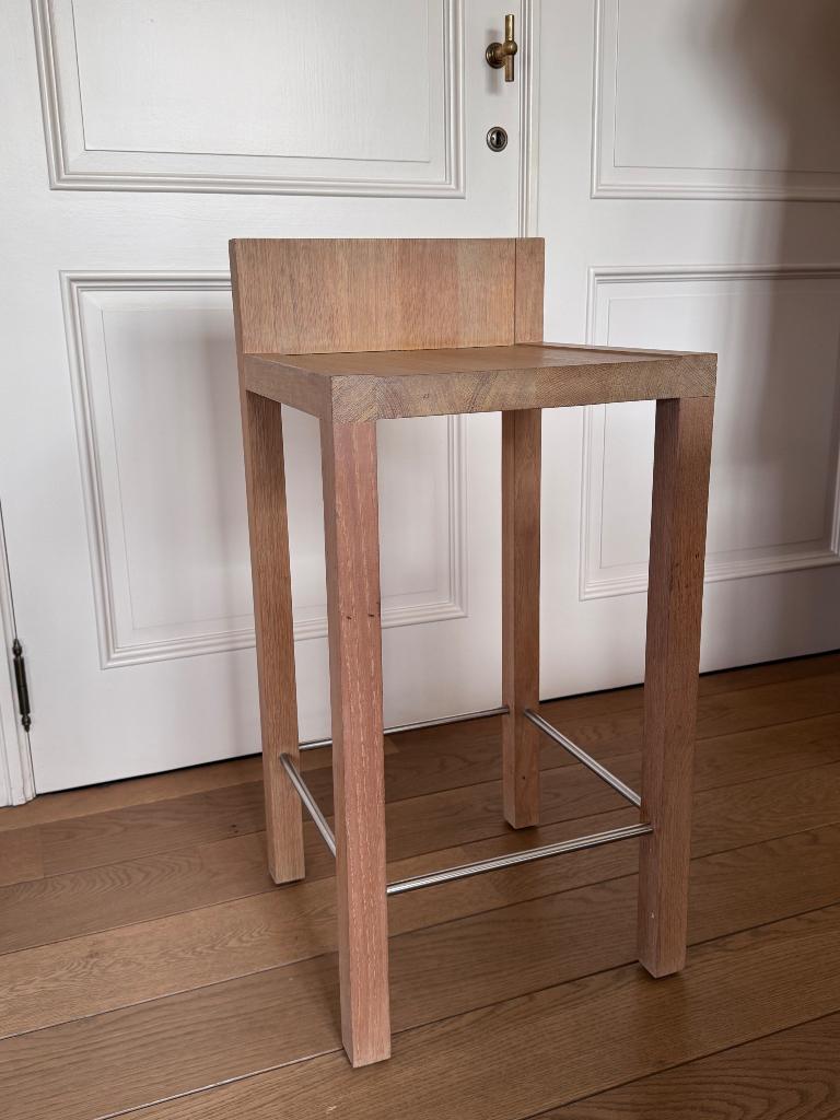 massief eikenhouten eiland/bar-stoel, Huis en Inrichting, Ophalen, Zo goed als nieuw, Hout