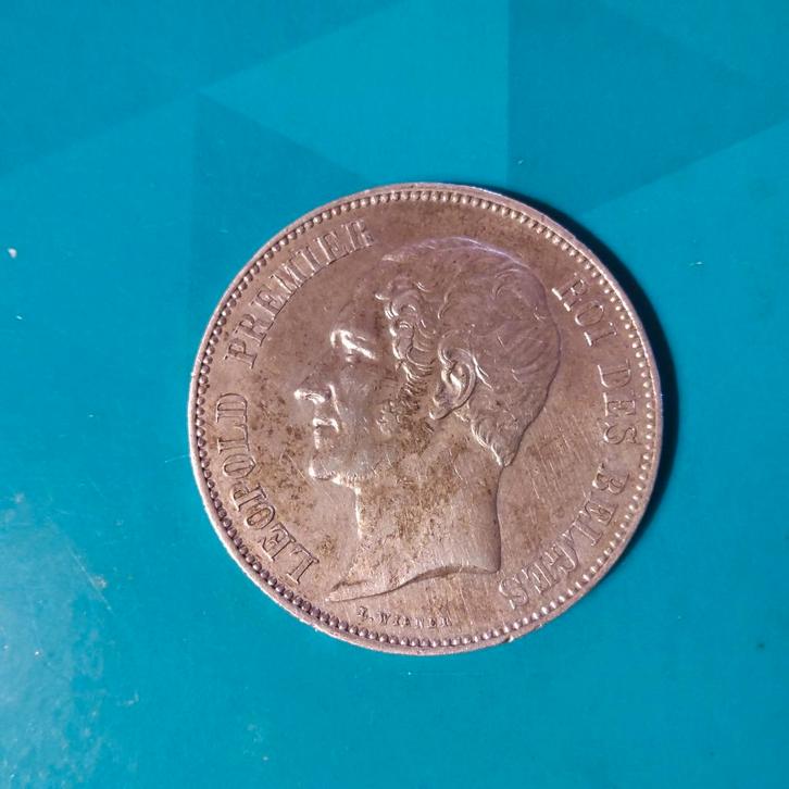 België 5 frank zilver Leopold I blootshoofds 1851, Timbres & Monnaies, Monnaies | Belgique, Monnaie en vrac, Argent, Argent, Enlèvement ou Envoi