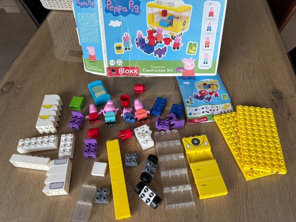 Bloxx campervan peppa pig van duplo met doos en handleiding, Gebruikt, Ophalen of Verzenden, Compleet, Complete set