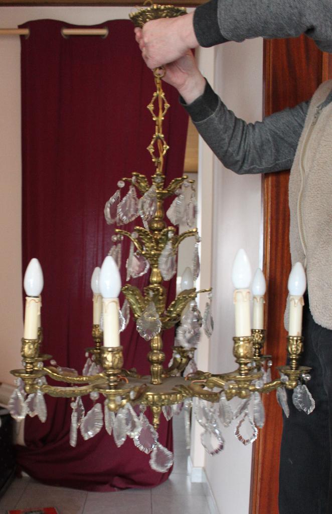 bronzen kroonluchter, Ophalen, Vintage, Zo goed als nieuw, Goud