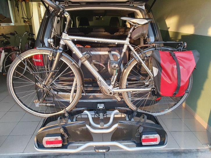 Thule Fietsendrager EP 916 met ophangbeugel, Auto diversen, Fietsendragers, Zo goed als nieuw, Trekhaakdrager, 2 fietsen, Brede banden