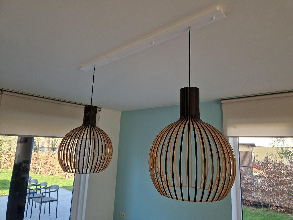 2 plafondlampen Secto Octo 4241, Huis en Inrichting, Ophalen, Zo goed als nieuw, Hout, Modern, Scandinavisch