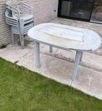 GRATIS lichtgrijze tuintafel met 8 tuinstoelen, Tuin en Terras, Ophalen, Kunststof, Gebruikt, 8 zitplaatsen