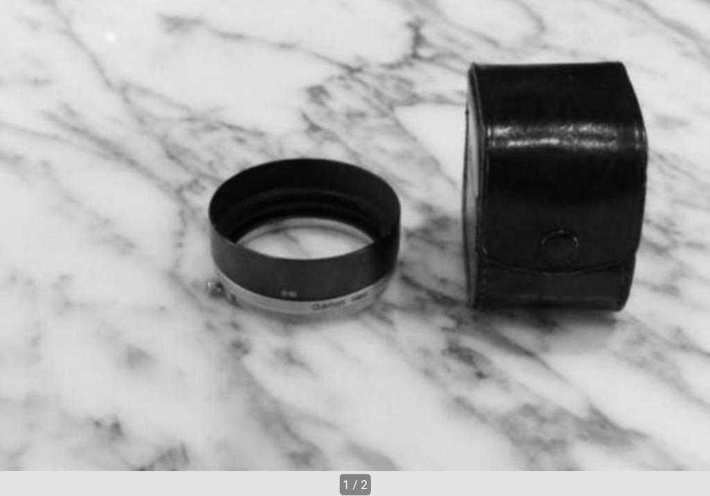 Zonnekap Canon S-60 met etui voor 55mm/1.2 en 50mm/1.4 FL, Ophalen of Verzenden, Zo goed als nieuw, Overige typen