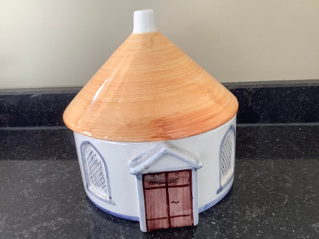 Decoratief stenen potje met deksel., Ophalen of Verzenden, Zo goed als nieuw, Rond, Schaal