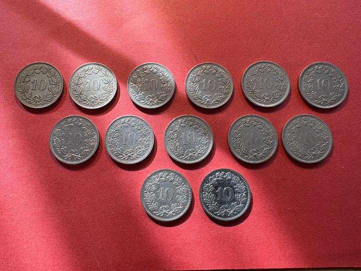 Zwitserland - set van 13 stuks 10 Rappen (#218#), Postzegels en Munten, Munten | Europa | Niet-Euromunten, Setje, Overige landen