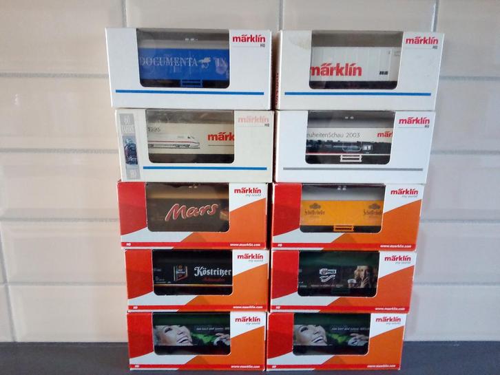 Lot de 10 Wagons Marchandises Marklin, Hobby en Vrije tijd, Modeltreinen | H0, Nieuw, Wagon, Wisselstroom, Märklin, Ophalen