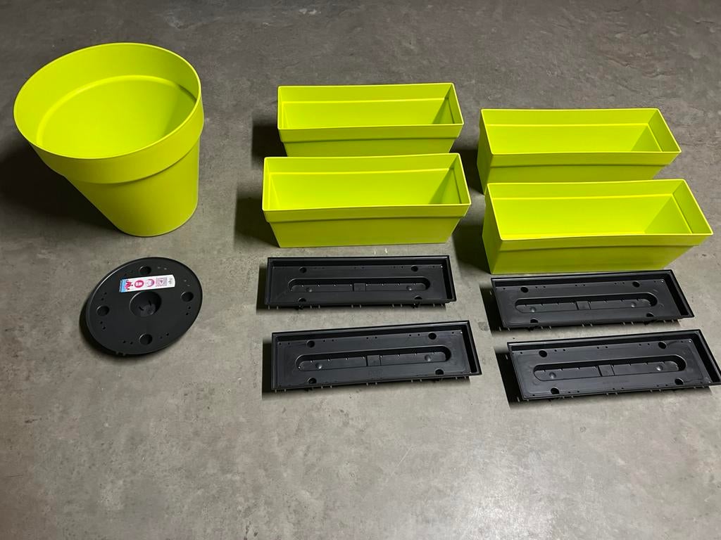 5x Lime Bloempotten één keer gebruikt, Ophalen, Zo goed als nieuw