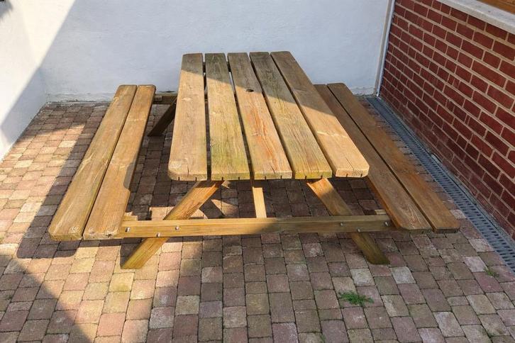 Table pique nique, Tuin en Terras, Picknicktafels, Gebruikt, Rechthoekig, Hout, Inklapbaar, Ophalen