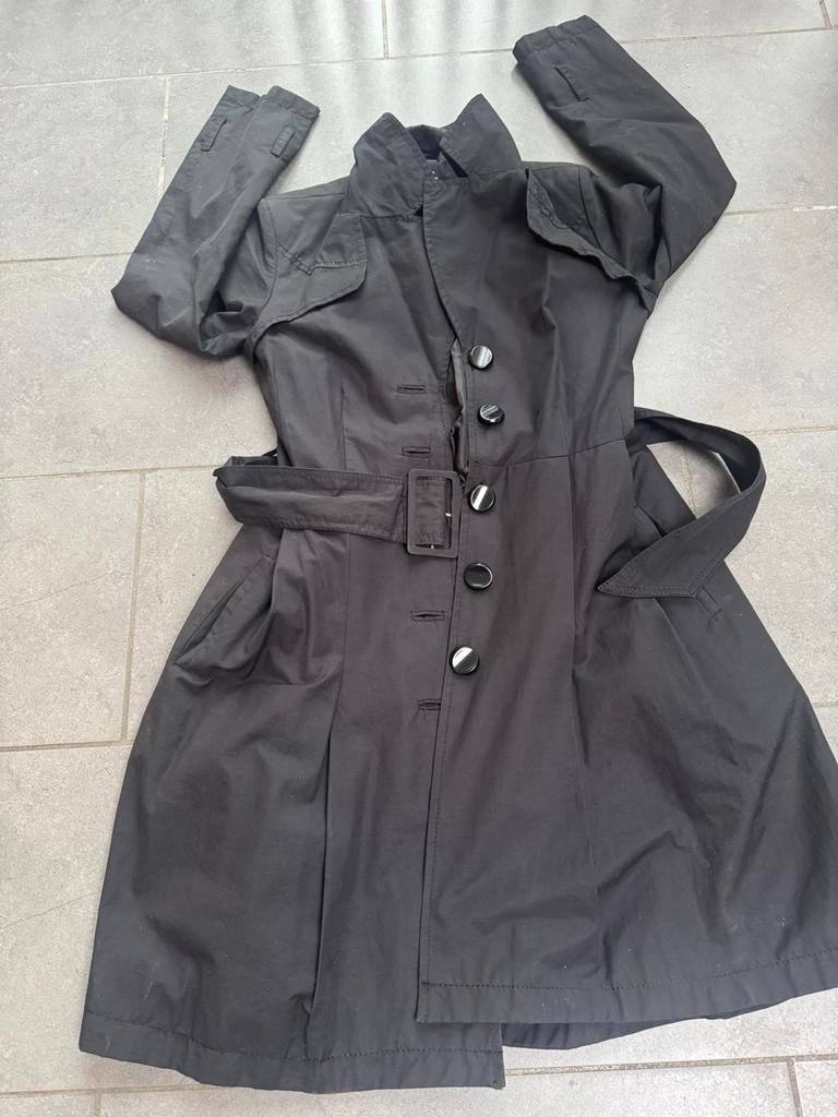 Zwarte halflange regenjas maat M, Kleding | Dames, Ophalen of Verzenden, Gedragen, Maat 38/40 (M), Zwart