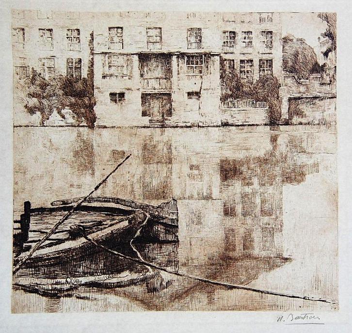 1910 - Albert BAERTSOEN - Reflets (II)[De Lindenlei], Antiek en Kunst, Kunst | Etsen en Gravures, Ophalen