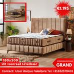 Ultiem Comfort en Duurzaamheid: Opberg Boxspring GRAND, Nieuw, Eric Kuster stijl, Crème, 180 cm