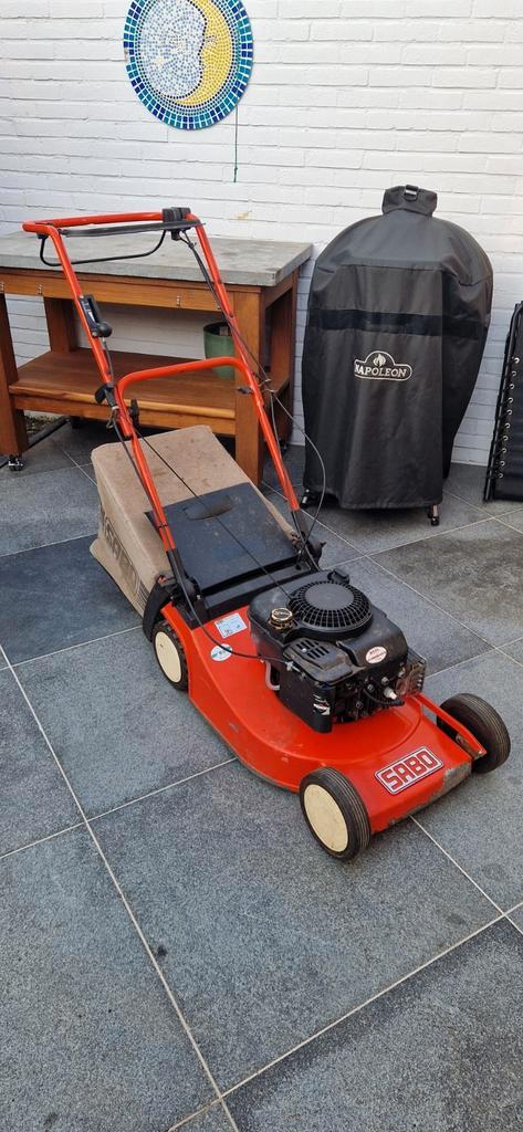 Sabo 47cm grasmaaier met geslepen mes, zelftrekker., Tuin en Terras, Grasmaaiers, Gebruikt, Benzine-grasmaaier, 40 t/m 49 cm, Cirkelmaaier