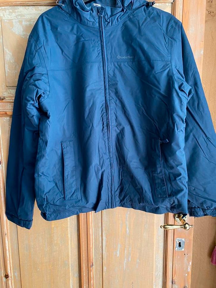 Regenjas donker blauw met kap Quechua, Caravans en Kamperen, Regenkleding, Gebruikt, Regenjas, Heren, Ophalen