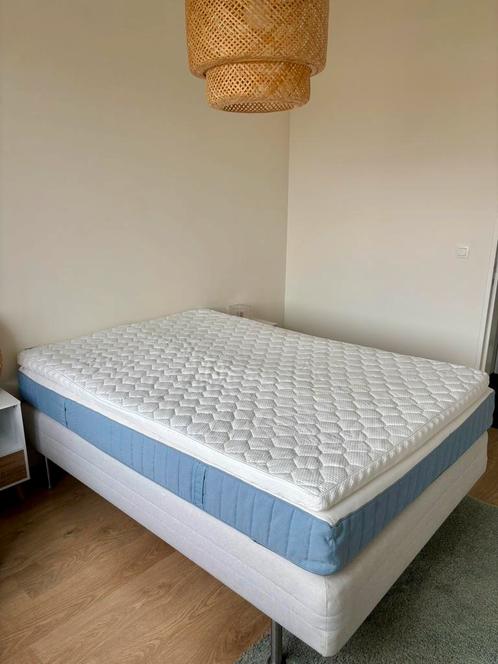 Topper Jysk, Huis en Inrichting, Slaapkamer | Bedden, Gebruikt, Tweepersoons, 140 cm, 200 cm, Stof, Grijs, Ophalen
