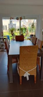 eettafel en 6 stoelen, Maison & Meubles, Tables | Tables à manger, Comme neuf, Rectangulaire, Autres essences de bois, 50 à 100 cm