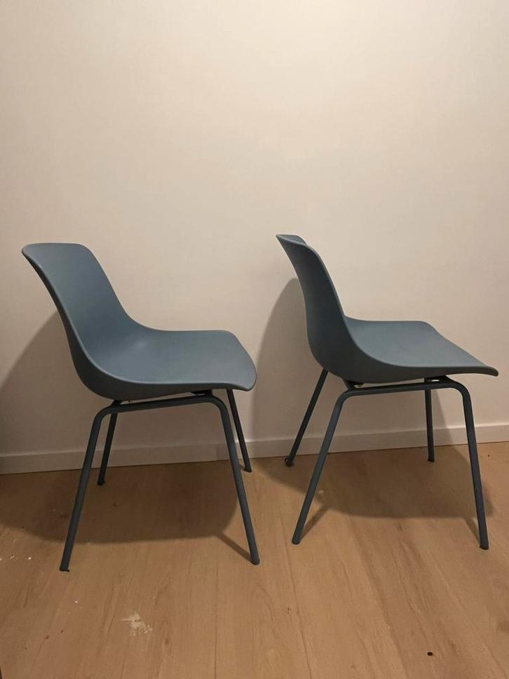 Lot de 2 chaises design – gris bleuté, Maison & Meubles, Chaises, Utilisé, Deux, Autres matériaux, Bleu, Enlèvement