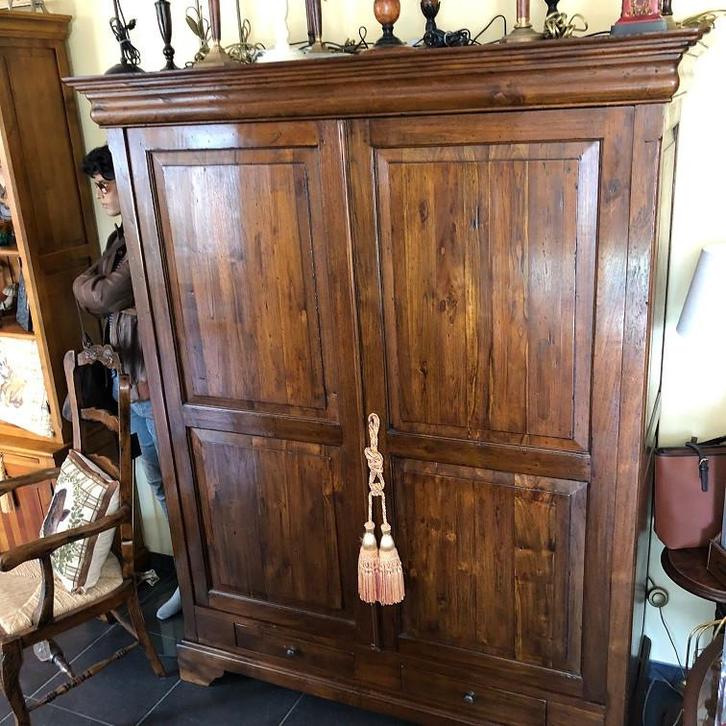 NIEUWE massief teakhouten linnen kast Louis Philippe halkast, Huis en Inrichting, Woonaccessoires | Overige, Nieuw, Ophalen
