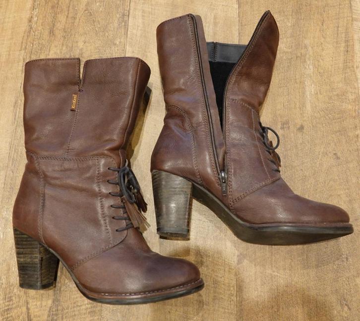 Bottes en cuir pour dames (Kickers), Kleding | Dames, Schoenen, Zo goed als nieuw, Hoge laarzen, Bruin, Ophalen of Verzenden