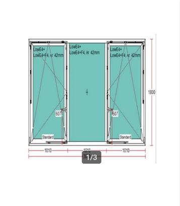 Raam 3m x 1.8m kommerling 2 stuk 3 dubbel beglazing beschikbaar voor biedingen