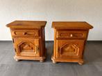 2 eiken nachtkastjes, Huis en Inrichting, Ophalen, Gebruikt, Hout