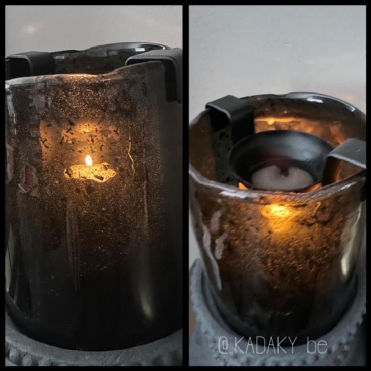 T-LICHTHOUDER INCL. GEURBRANDER ~metalen ant. zwart~, Huis en Inrichting, Woonaccessoires | Kandelaars en Kaarsen, Nieuw, Kandelaar