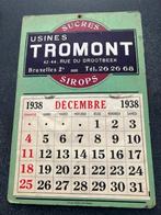 kalender suiker van oude brouwerij van 1938, Verzamelen, Merken en Reclamevoorwerpen, Ophalen of Verzenden, Gebruikt, Reclamebord