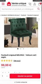 Fauteuil crapaud vert velours sapin, Maison & Meubles, Comme neuf, Autres couleurs