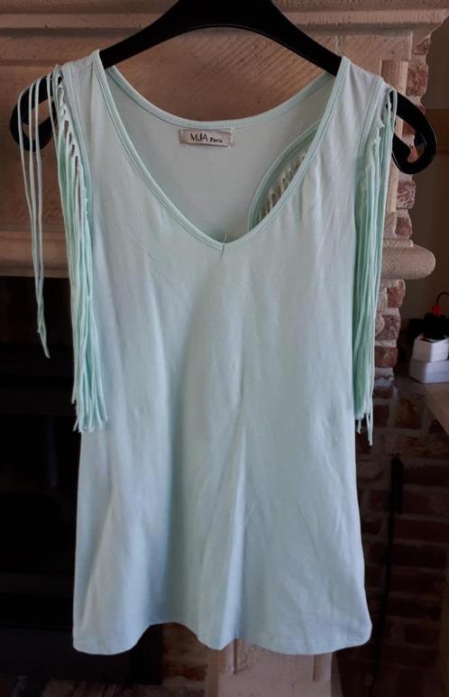 MJA Paris - Tshirt met franjes - mintgroen - maat 38, Kleding | Dames, T-shirts, Gedragen, Maat 38/40 (M), Groen, Zonder mouw