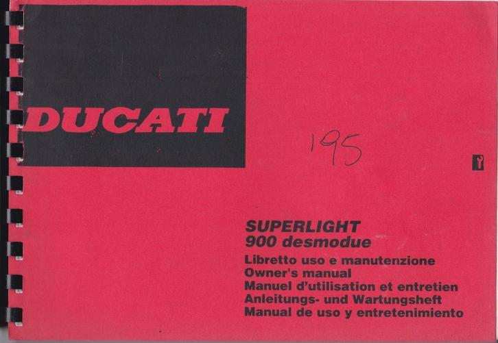 Ducati Superlight desmodue Owners-Manual, Motoren, Handleidingen en Instructieboekjes, Ducati, Ophalen of Verzenden