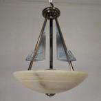 Art Deco stijl hanglamp met albast schaal, jaren 80, Antiek en Kunst, Ophalen of Verzenden