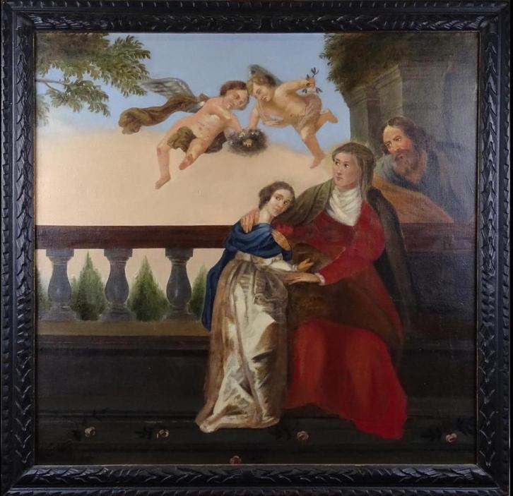 Antiek schilderij op doek, Antiek en Kunst, Kunst | Schilderijen | Klassiek, Ophalen of Verzenden