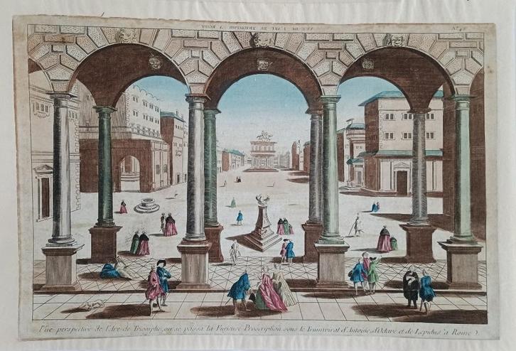 Vue perspective de l’Arc de Triomphe à Rome (ca. 1770), Antiek en Kunst, Kunst | Etsen en Gravures, Ophalen of Verzenden