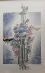Aquarel bloemen (abstract), Minder dan 50 cm, Nieuw, Ophalen of Verzenden, Schilderij
