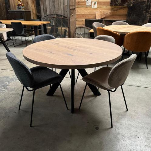 massief eiken tafel rond, eettafel, ronde tafel, tafels, Huis en Inrichting, Tafelonderdelen, Nieuw, Rond, Eikenhout, Ophalen of Verzenden