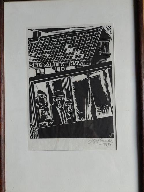 Jozef Cantré  1890 - 1957   Houtsnede Zoete Inval, Antiek en Kunst, Kunst | Etsen en Gravures, Verzenden