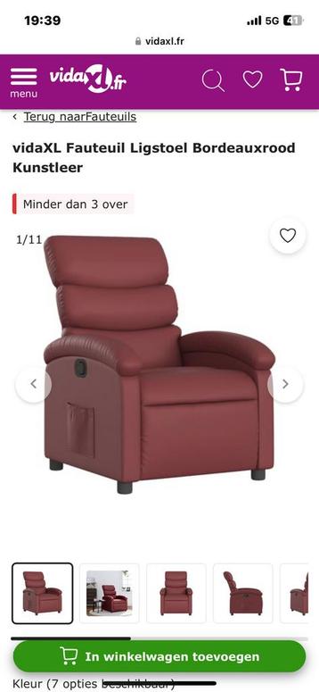 vidaXL Fauteuil Ligstoel Bordeauxrood Kunstleer beschikbaar voor biedingen