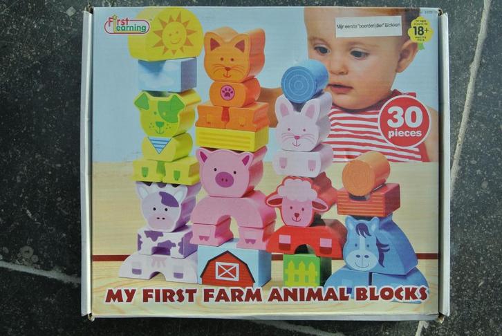 houten blokken boerderij dieren, Kinderen en Baby's, Speelgoed | Houten speelgoed, Ophalen of Verzenden